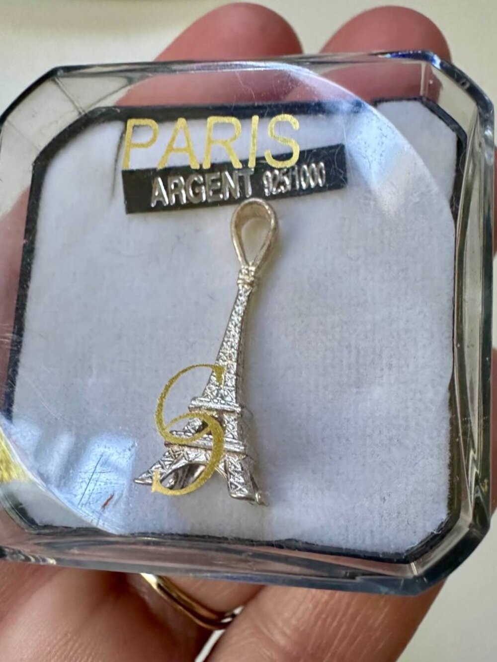 New in Box Vintage Silver Eiffel Tower Charm Pendant NWT Old Stock .925 - Picture 4 of 7